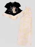 Set Áo Nhung Đen + Quần Lụa Hồng