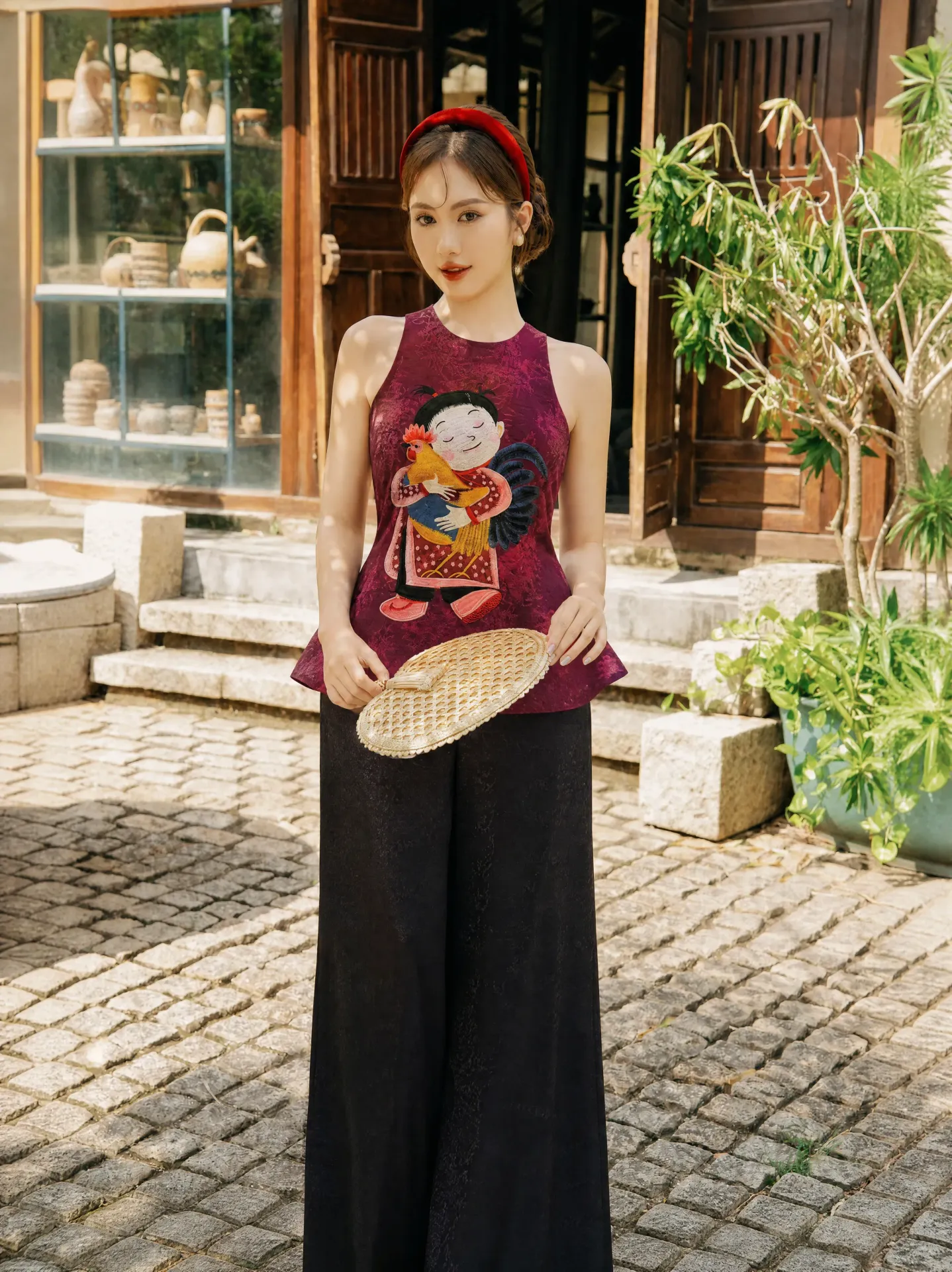 Set Hồng Sen + Quần Đen 