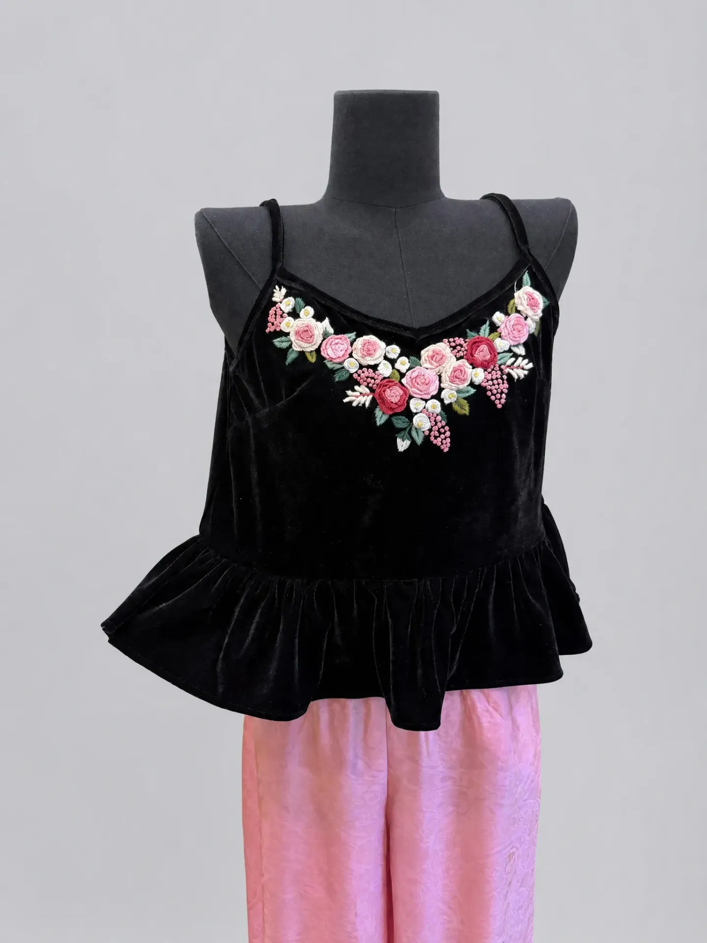 Set Áo Nhung + Quần lụa Hồng