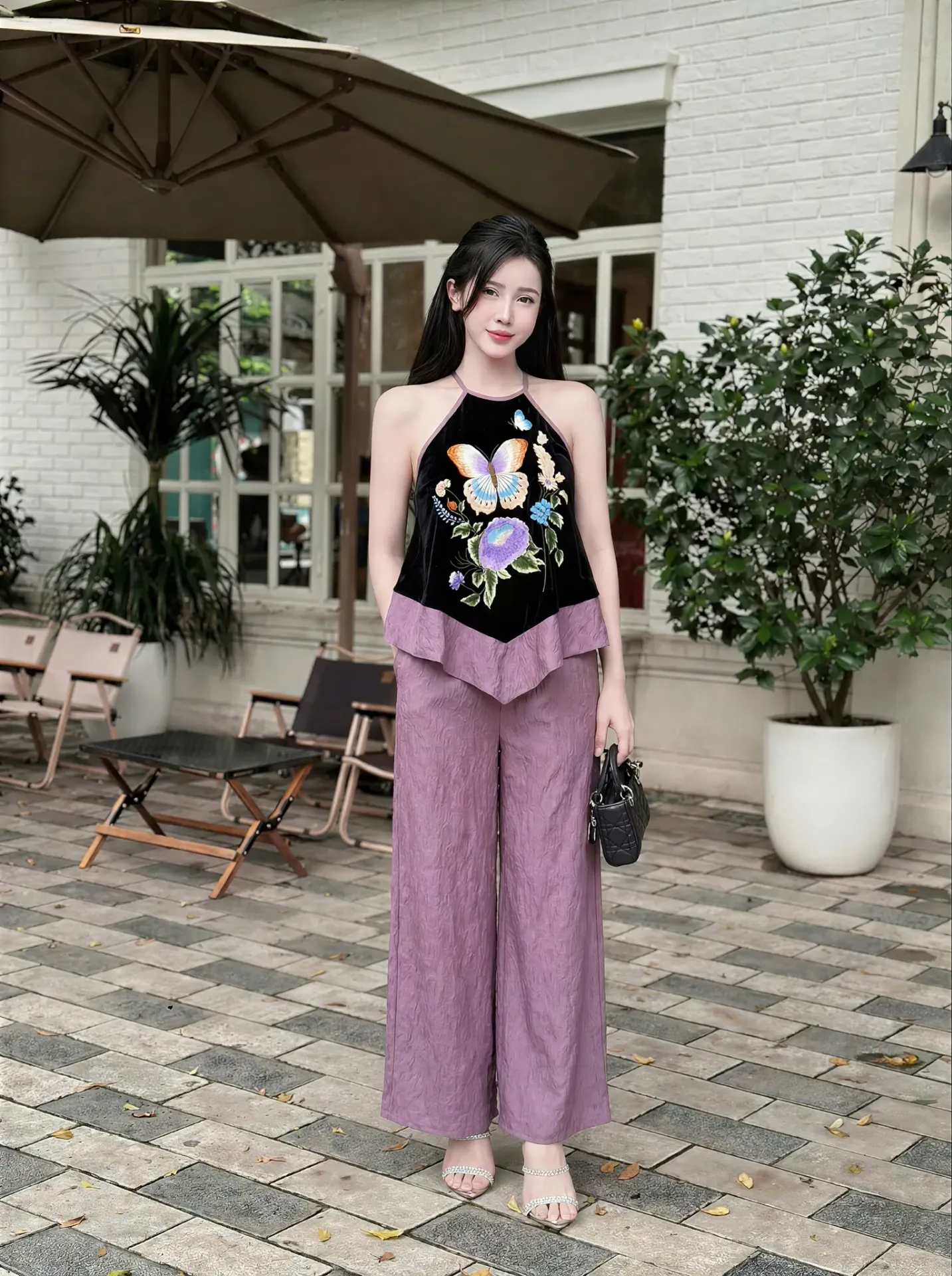 Set Áo Yếm+ Quần lụa tím